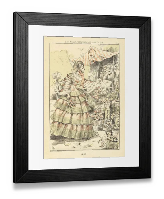 Framed Print : Fashionable lady at the Paris Flower Market, 1855 Framed Print : Fashionable lady at the Paris Flower Market, 1855