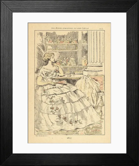 Framed Print : Fashionable woman in a box at the theatre, 1857 Framed Print : Fashionable woman in a box at the theatre, 1857