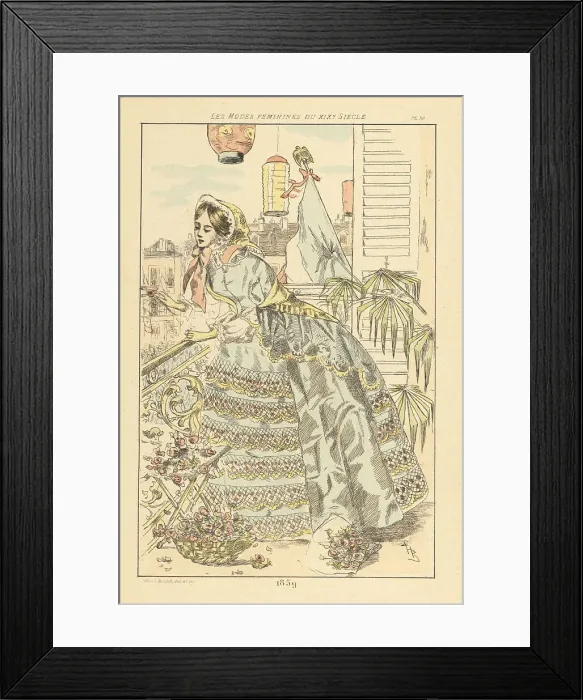 Framed Print : Fashionable lady watching a victory parade, Paris, 1859 Framed Print : Fashionable lady watching a victory parade, Paris, 1859