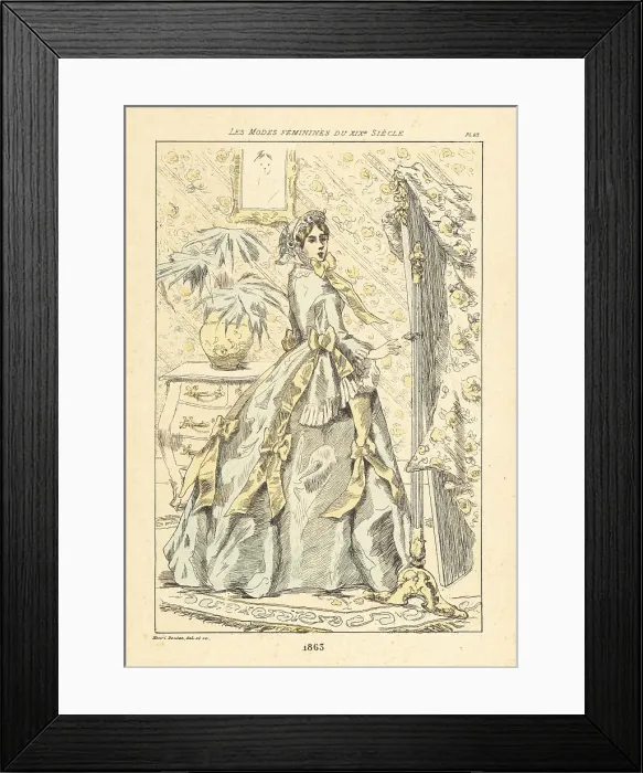 Framed Print : Fashionable lady in a parlor with palm pot plant, Paris, 1863 Framed Print : Fashionable lady in a parlor with palm pot plant, Paris, 1863