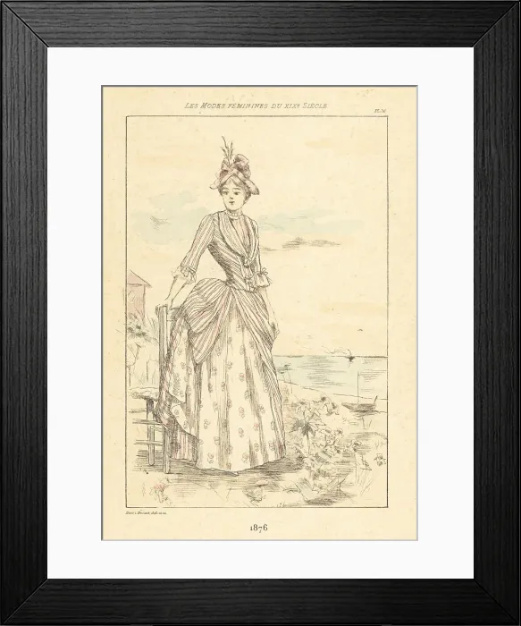 Framed Print : Fashionable lady at the seaside, France, 1876 Framed Print : Fashionable lady at the seaside, France, 1876