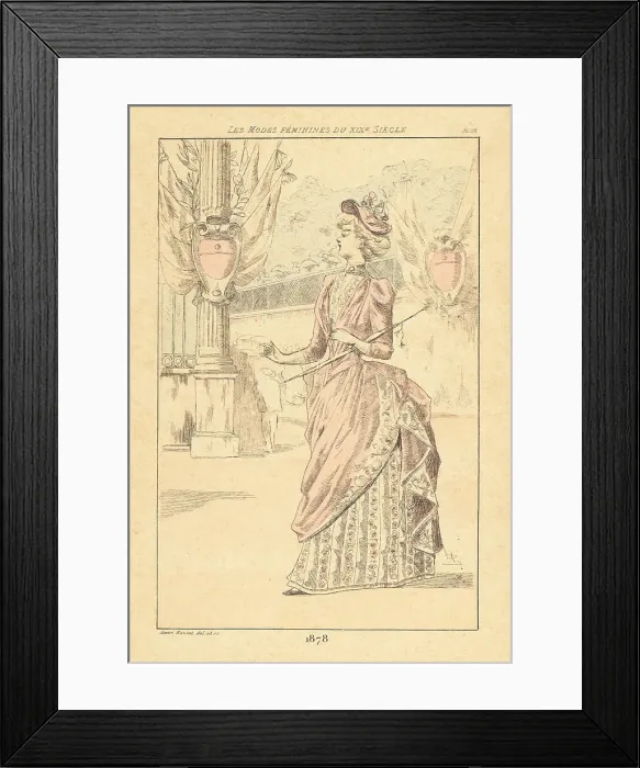 Framed Print : Fashionable lady at the Third Paris World's Fair, 1878 Framed Print : Fashionable lady at the Third Paris World's Fair, 1878