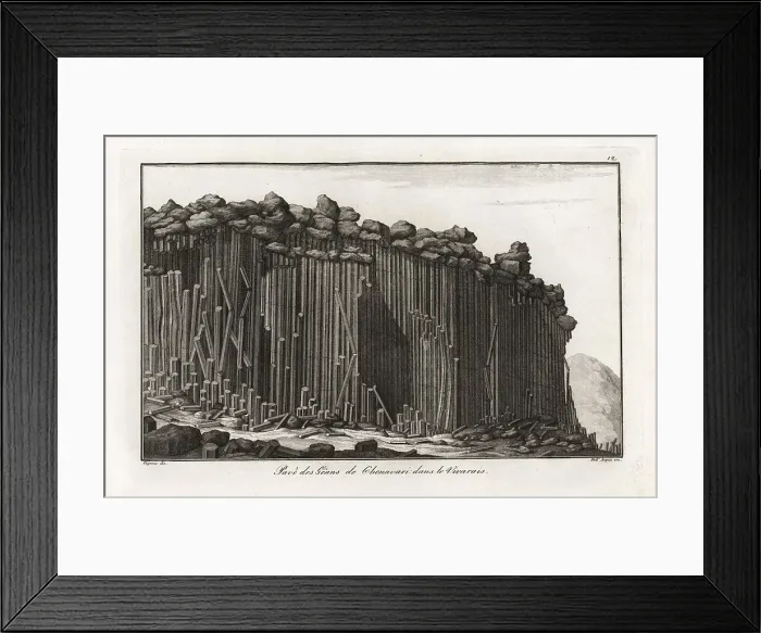 Framed Print : Colonnade of basalt prisms near the extinct volcano Chenavari Pe Framed Print : Colonnade of basalt prisms near the extinct volcano Chenavari Pe