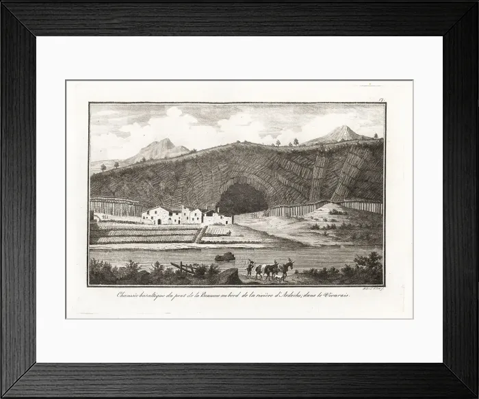 Framed Print : Basalt causeway at Beaume bridge, Vivarais, France, 18th century Framed Print : Basalt causeway at Beaume bridge, Vivarais, France, 18th century