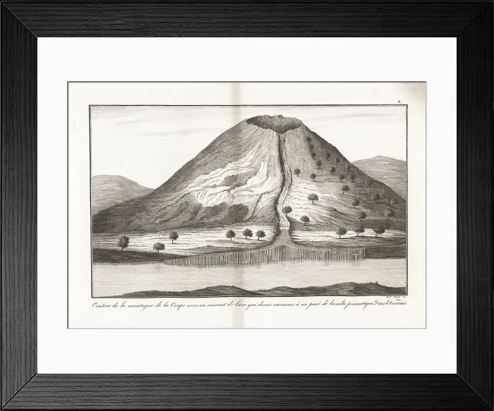 Framed Print : Crater of the Cup Aizac mountain with prismatic basalt pavement Framed Print : Crater of the Cup Aizac mountain with prismatic basalt pavement
