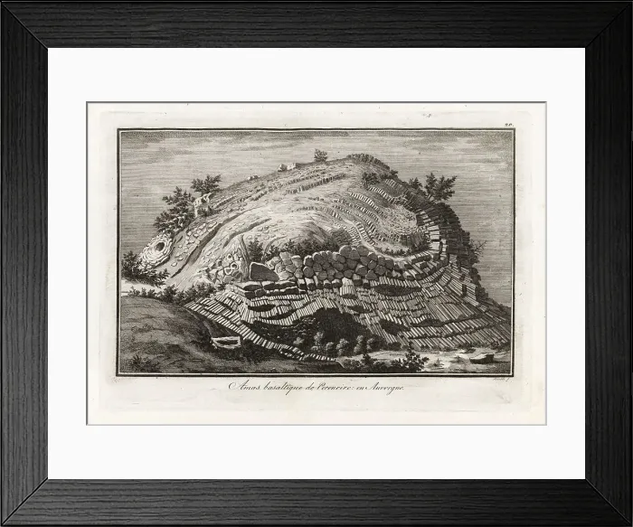 Framed Print : Cluster of basalt prisms near St Sanduox, 18th century Framed Print : Cluster of basalt prisms near St Sanduox, 18th century