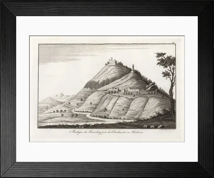 Framed Print : Hasenberg mountain with its basalt prisms, Czech Republic, 18th Framed Print : Hasenberg mountain with its basalt prisms, Czech Republic, 18th