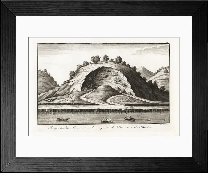 Framed Print : Oberwinter, a basalt mountain on the Rhine, Germany, 18th centur Framed Print : Oberwinter, a basalt mountain on the Rhine, Germany, 18th centur