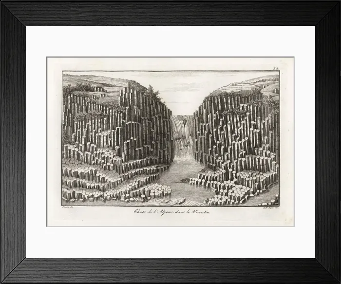 Framed Print : Waterfall over basalt prisms on the river Alpone, in the Vicenti Framed Print : Waterfall over basalt prisms on the river Alpone, in the Vicenti