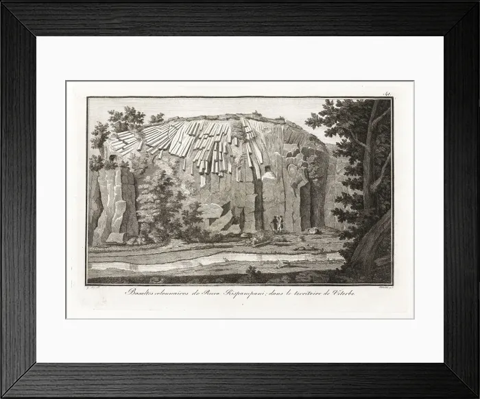 Framed Print : Geologists studying the basalt columns at Roccarespampani, Viter Framed Print : Geologists studying the basalt columns at Roccarespampani, Viter