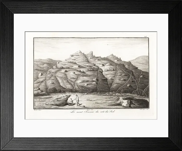 Framed Print : Geologist and artist sketching Mount Somma, Vesuvius, Naples, It Framed Print : Geologist and artist sketching Mount Somma, Vesuvius, Naples, It