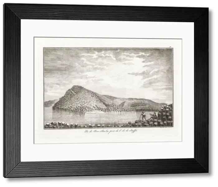 Framed Print : Geologists viewing the reef in front of Fingal's Cave, Staffa, 1 Framed Print : Geologists viewing the reef in front of Fingal's Cave, Staffa, 1