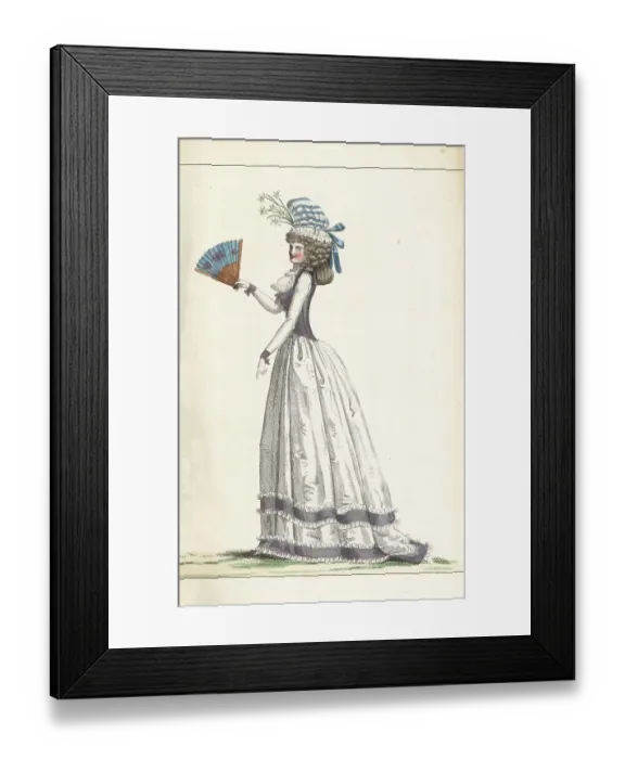 Framed Print : Fashionable French woman with cameo fan, 1790 Framed Print : Fashionable French woman with cameo fan, 1790