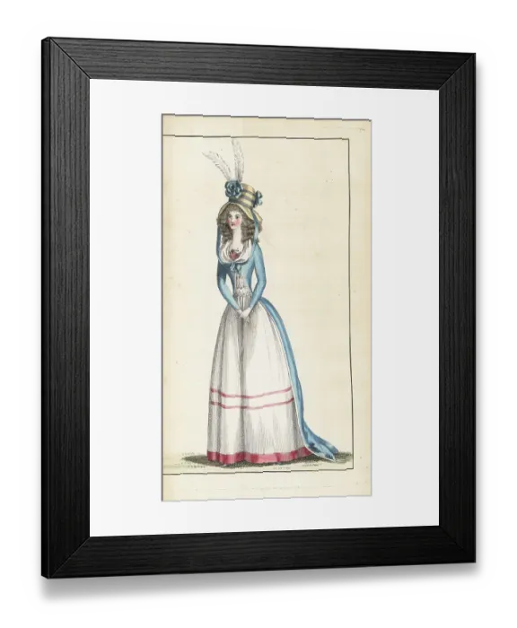 Framed Print : Fashionable woman in bonnet a la Jardiniere, 1790 Framed Print : Fashionable woman in bonnet a la Jardiniere, 1790