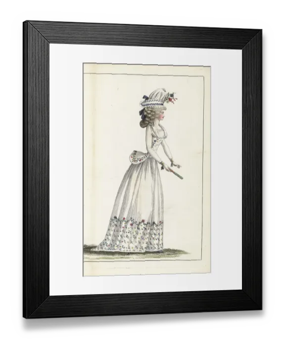 Framed Print : Fashionable woman with fan manufactured by Arthur, 1790 Framed Print : Fashionable woman with fan manufactured by Arthur, 1790