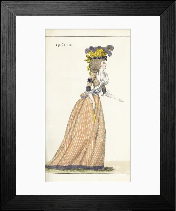Framed Print : French Elegant in striped caraco and skirt, 1790 Framed Print : French Elegant in striped caraco and skirt, 1790