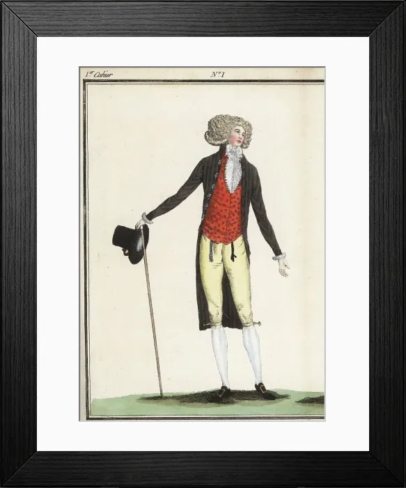 Framed Print : Fashionable man in black coat a la Revolution, 1790 Framed Print : Fashionable man in black coat a la Revolution, 1790