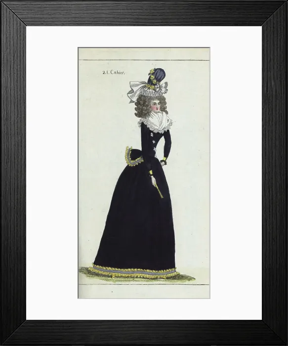 Framed Print : Woman in royal blue caraco and skirt, 1790 Framed Print : Woman in royal blue caraco and skirt, 1790
