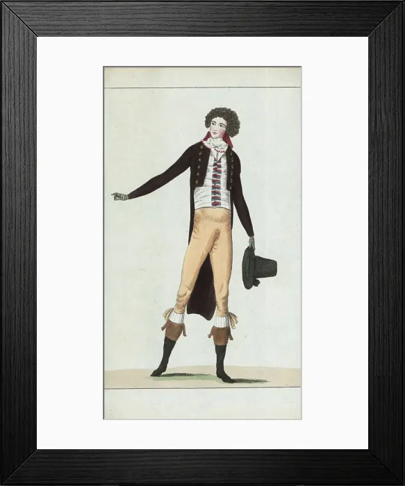 Framed Print : French dandy in coat, gilet, and culottes, 1790 Framed Print : French dandy in coat, gilet, and culottes, 1790