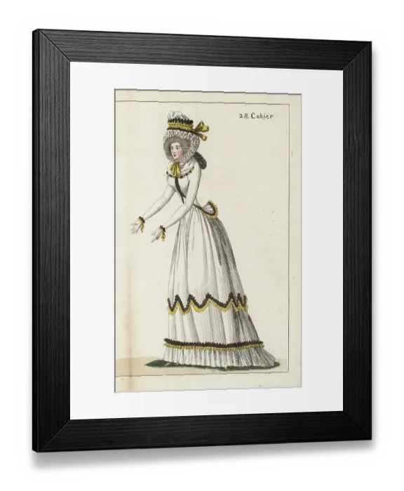 Framed Print : Woman in linen caraco and petticoat, 1790 Framed Print : Woman in linen caraco and petticoat, 1790