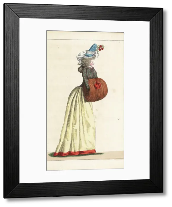 Framed Print : Woman with her hands in a muff of Siberian fox fur, 1790 Framed Print : Woman with her hands in a muff of Siberian fox fur, 1790