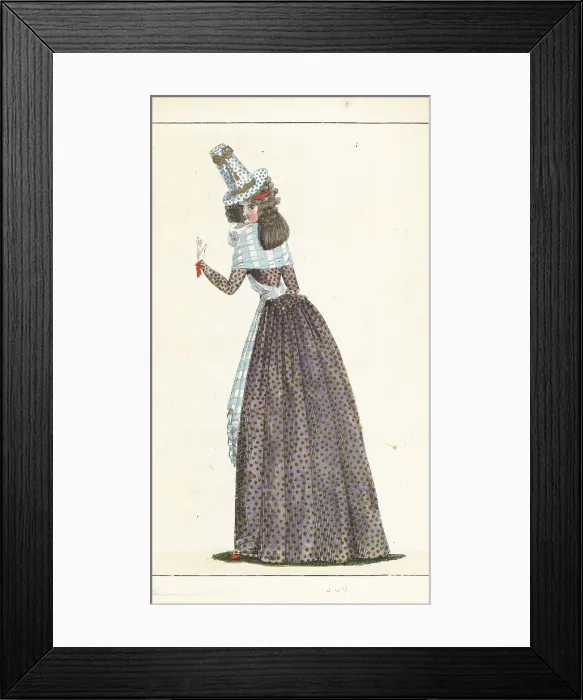 Framed Print : Woman in violet caraco and petticoat, 1790 Framed Print : Woman in violet caraco and petticoat, 1790