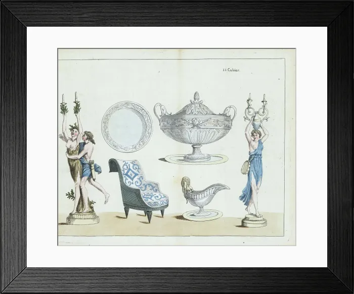 Framed Print : Furniture and tableware, Revolutionary France Framed Print : Furniture and tableware, Revolutionary France