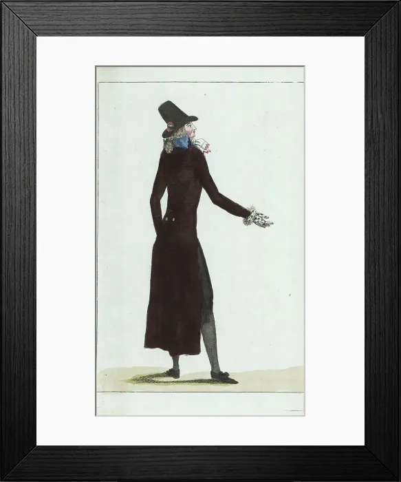 Framed Print : French man in brown overcoat with sky-blue velvet collar, 1791 Framed Print : French man in brown overcoat with sky-blue velvet collar, 1791