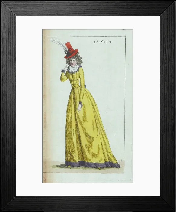 Framed Print : Woman in yellow caraco and petticoats, 1791 Framed Print : Woman in yellow caraco and petticoats, 1791