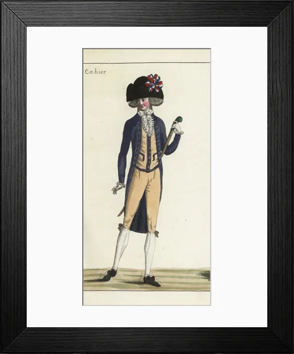 Framed Print : Fashionable man with cane sword, 1790 Framed Print : Fashionable man with cane sword, 1790