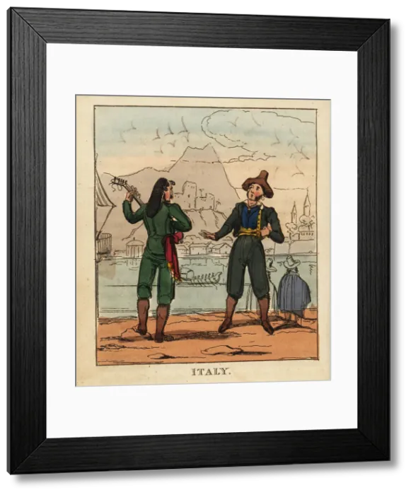 Framed Print : Costumes of Italian men, 19th century Framed Print : Costumes of Italian men, 19th century