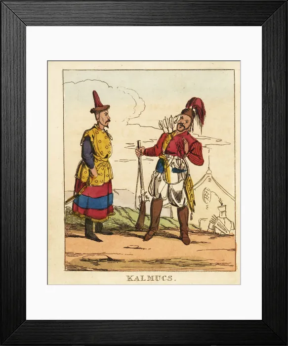 Framed Print : Costumes of Kalmyk military, 19th century Framed Print : Costumes of Kalmyk military, 19th century