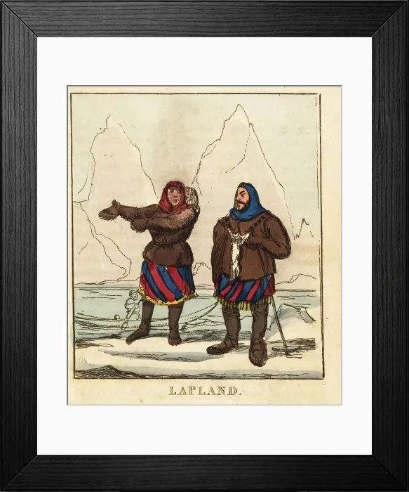 Framed Print : Costumes of the Sami people of Lapland, 19th century Framed Print : Costumes of the Sami people of Lapland, 19th century