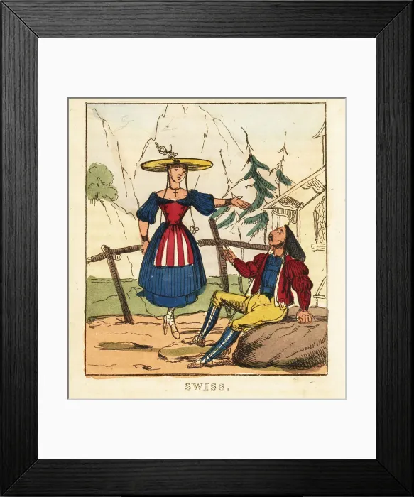 Framed Print : Costumes of the Swiss people, 19th century Framed Print : Costumes of the Swiss people, 19th century