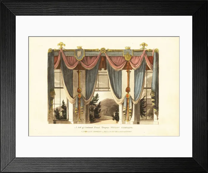 Framed Print : A sett of continued French drapery window curtains, 1811 Framed Print : A sett of continued French drapery window curtains, 1811