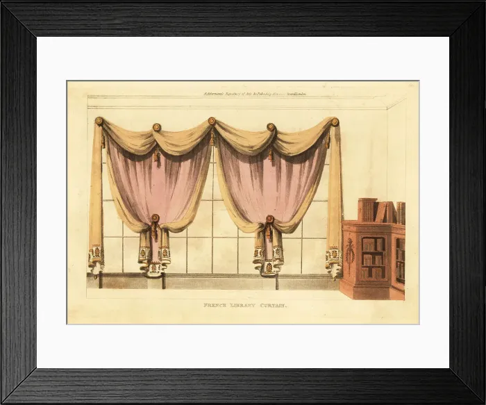 Framed Print : French library curtains, 1812 Framed Print : French library curtains, 1812