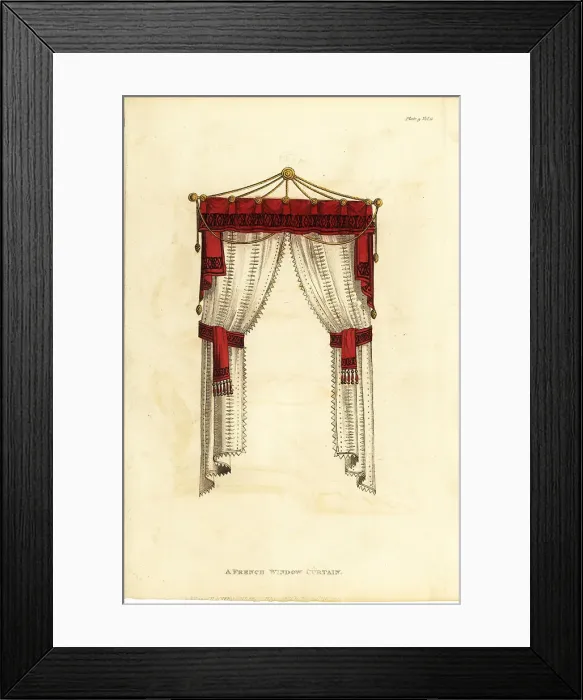 Framed Print : French window curtains, 1811 Framed Print : French window curtains, 1811