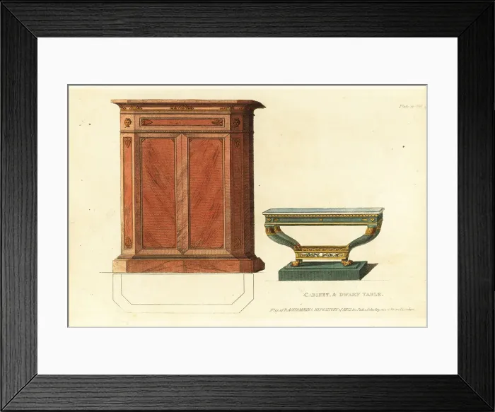 Framed Print : Cabinet and dwarf table, 1813 Framed Print : Cabinet and dwarf table, 1813
