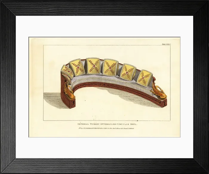 Framed Print : Imperial Turkey ottoman or circular sofa, 1811 Framed Print : Imperial Turkey ottoman or circular sofa, 1811