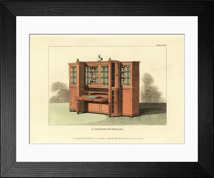 Framed Print : Regency-era metamorphic library bookcase, 1812 Framed Print : Regency-era metamorphic library bookcase, 1812