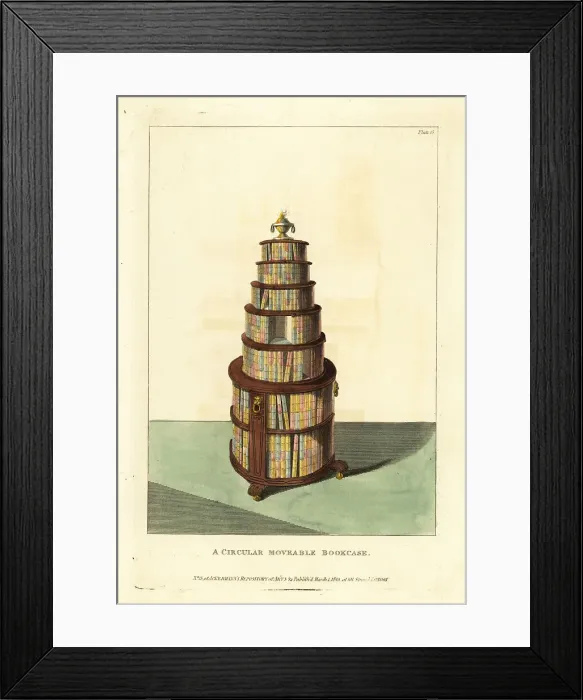Framed Print : A circular moveable bookcase, 1810 Framed Print : A circular moveable bookcase, 1810