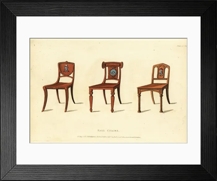 Framed Print : Hall chairs with coats of arms, 1814 Framed Print : Hall chairs with coats of arms, 1814
