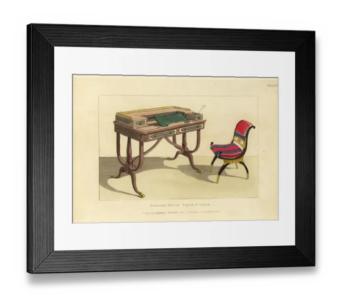 Framed Print : Carlton House table and chair, 1814 Framed Print : Carlton House table and chair, 1814