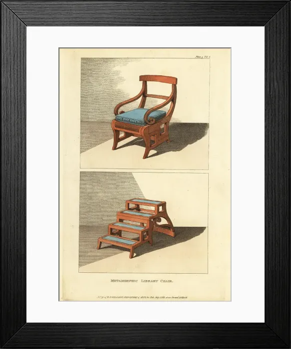 Framed Print : Metamorphic library chair, 1811 Framed Print : Metamorphic library chair, 1811
