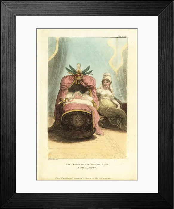 Framed Print : Napoleon II asleep in his cradle with his mother Marie Louise of Framed Print : Napoleon II asleep in his cradle with his mother Marie Louise of
