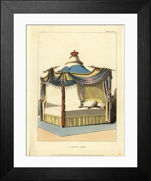Framed Print : A State Bed, 1813 Framed Print : A State Bed, 1813