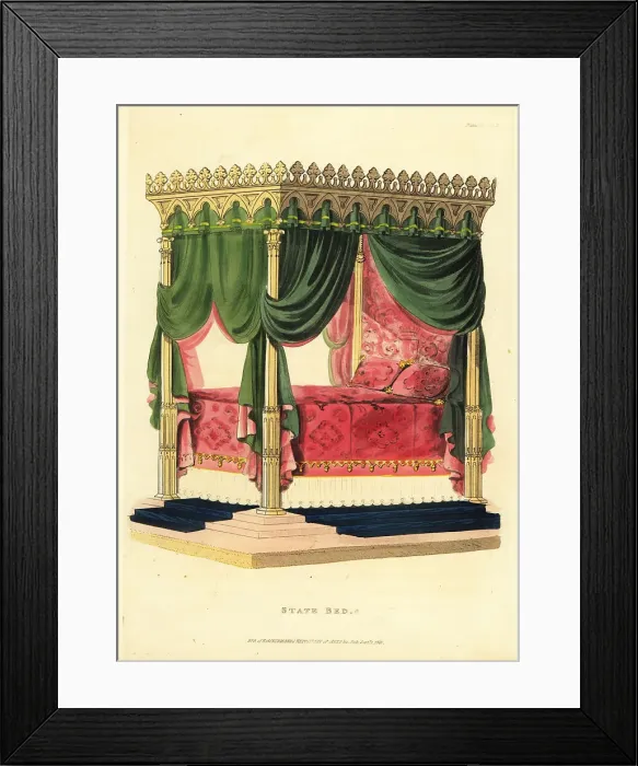 Framed Print : Gothic style State Bed, 1823 Framed Print : Gothic style State Bed, 1823