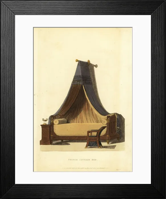 Framed Print : French cottage bed with canopy, 1815 Framed Print : French cottage bed with canopy, 1815
