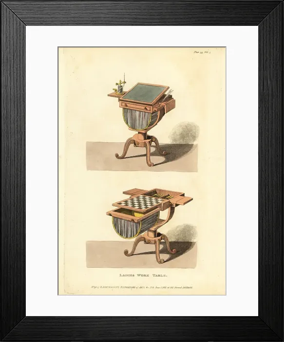 Framed Print : Multi-purpose ladies work table and games table, 1811 Framed Print : Multi-purpose ladies work table and games table, 1811