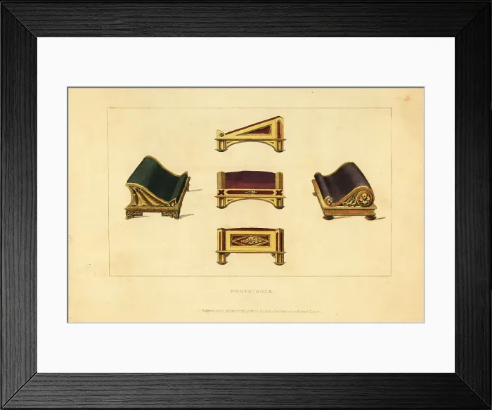 Framed Print : Regency-era footstools by Matthew Gregson, 1813 Framed Print : Regency-era footstools by Matthew Gregson, 1813